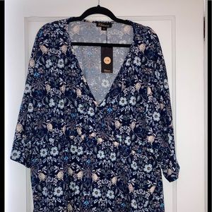 Pretty plus size floral faux wrap top